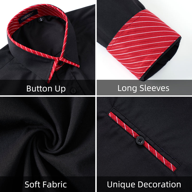 Casual Formal Shirt with Pocket - A-06 BLACK/RED 