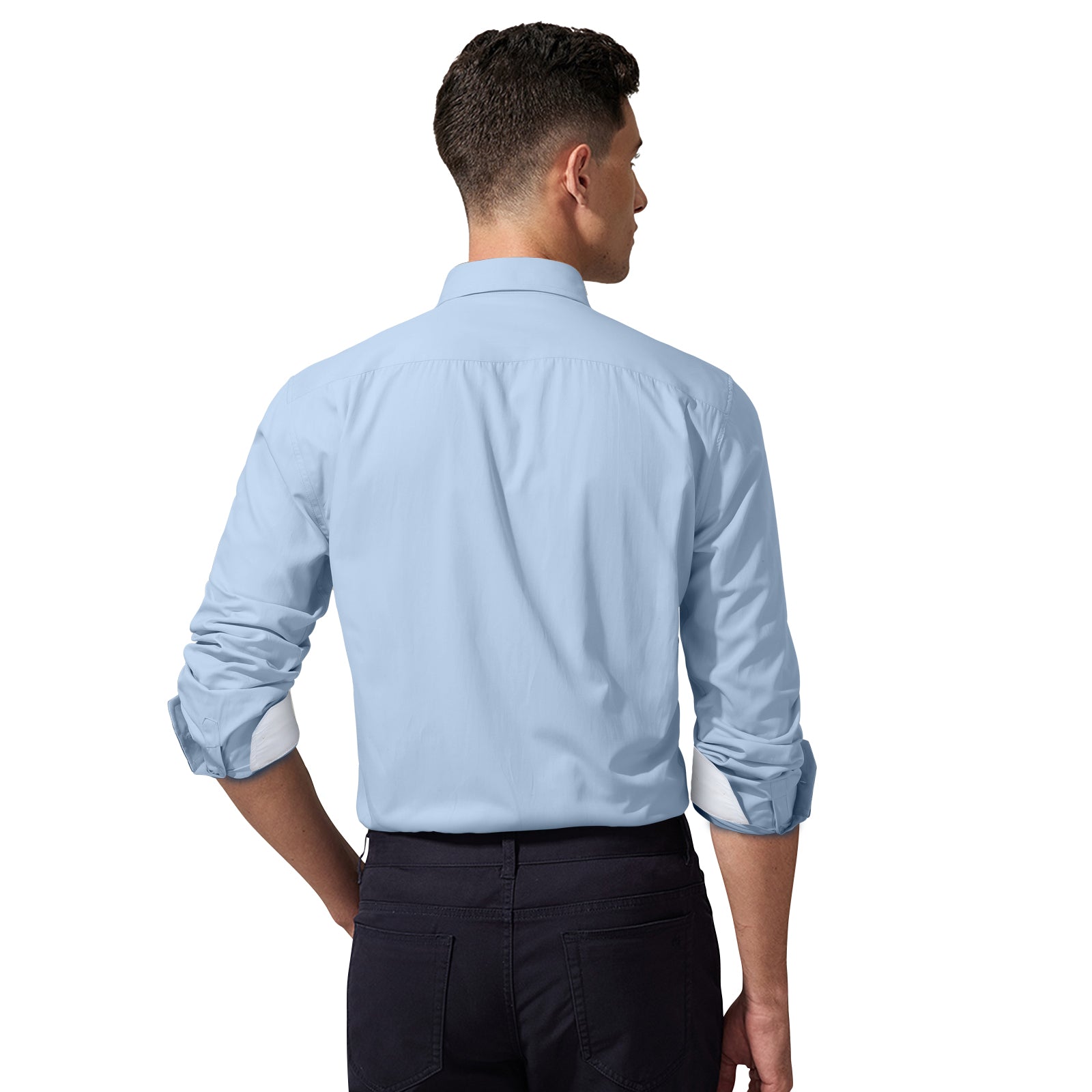 Casual Formal Shirt with Pocket - BLUE/WHITE