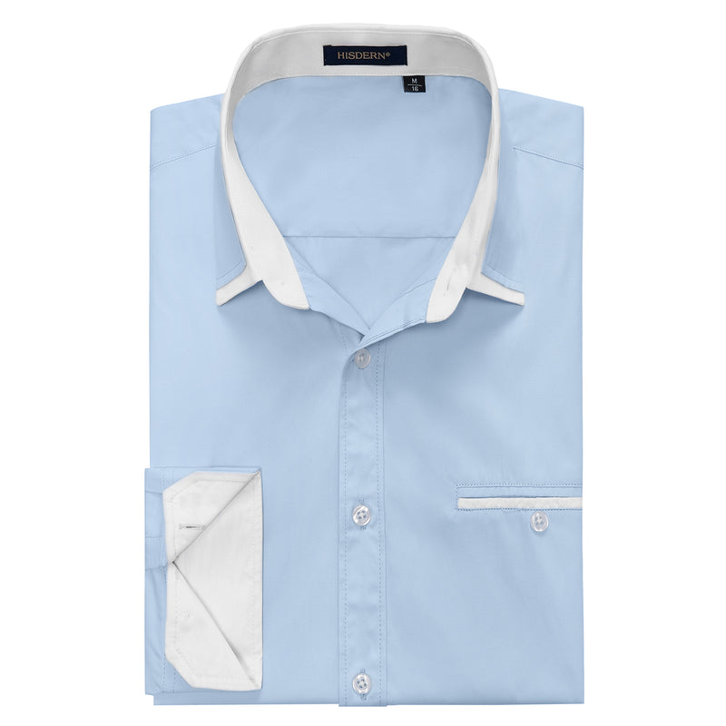 Casual Formal Shirt with Pocket - BLUE/WHITE 