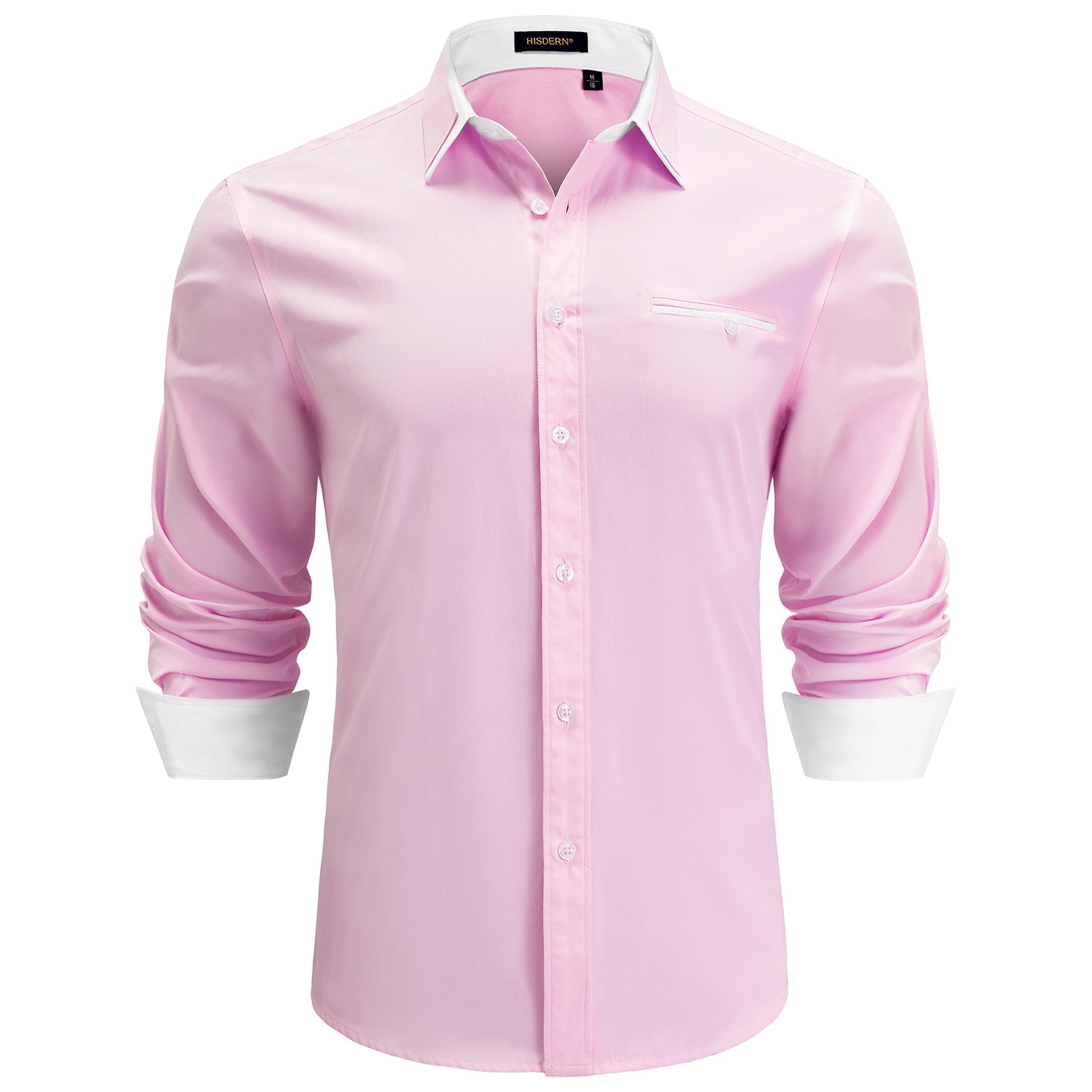 Casual Formal Shirt with Pocket - PINK/WHITE