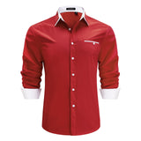 Casual Formal Shirt with Pocket - RED/WHITE 