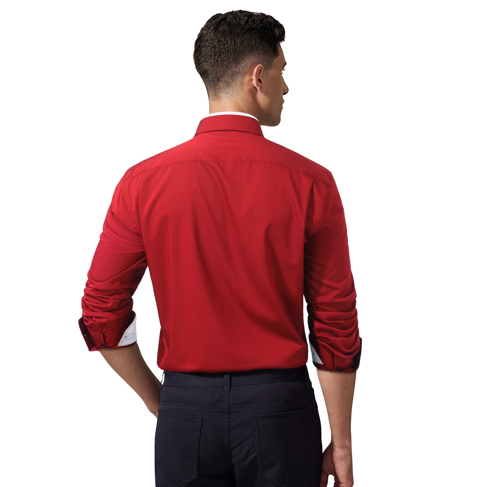 Casual Formal Shirt with Pocket - RED/WHITE