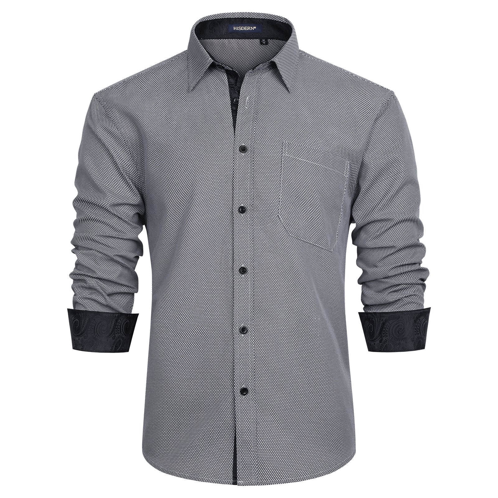Casual Formal Shirt with Pocket - C-GREY3