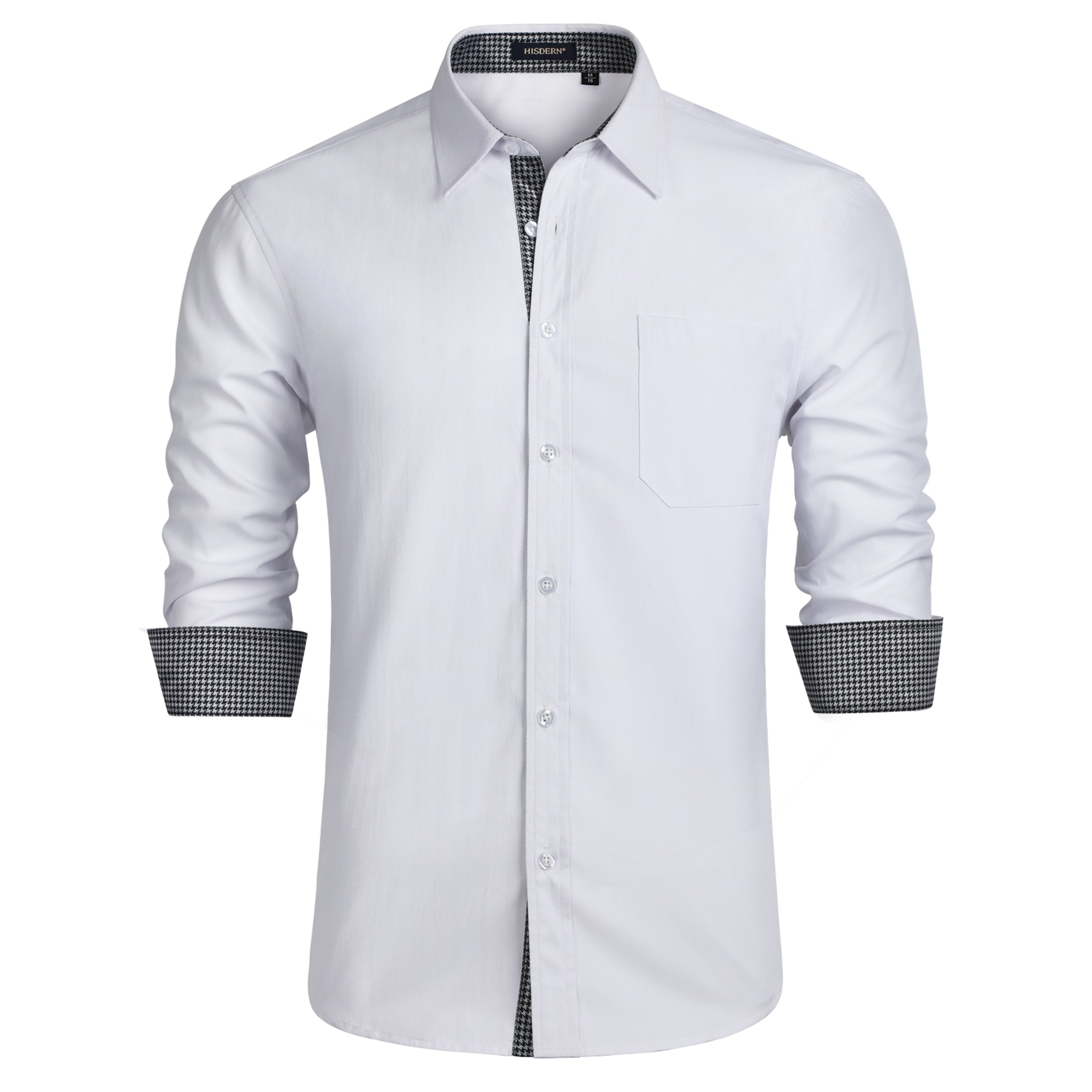 Casual Formal Shirt with Pocket - WHITE/PLAID