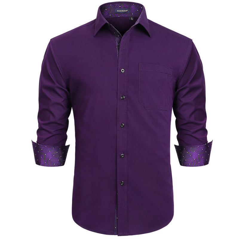 Casual Formal Shirt with Pocket - A-06 BLACK/RED 