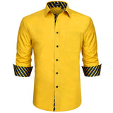 Casual Formal Shirt with Pocket - YELOW/STRIPED 