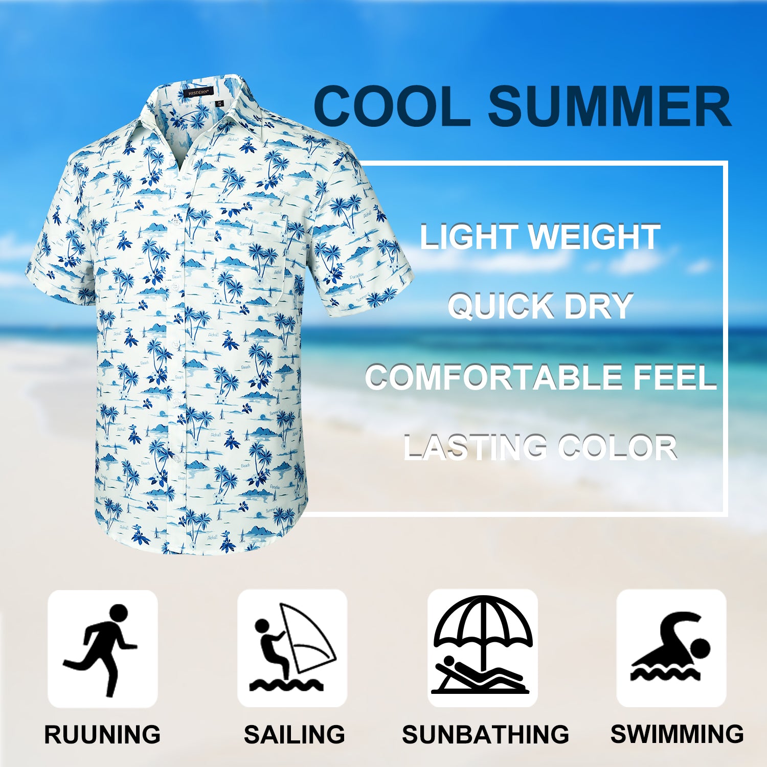 Hawaiian Tropical Shirts with Pocket - D-WHITE