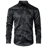 Floral Satin Dress Shirt - 01-BLACK 