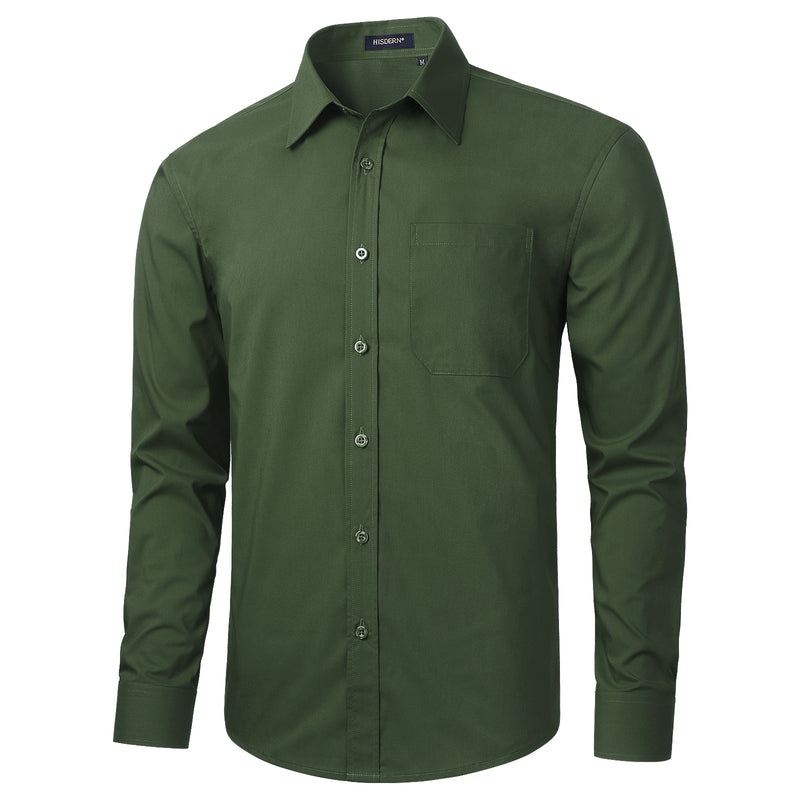 Casual Formal Shirt with Pocket - ARMY GREEN 