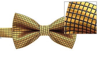 Hisdern Gold Plaid Pre-Tied Bow Tie for Wedding