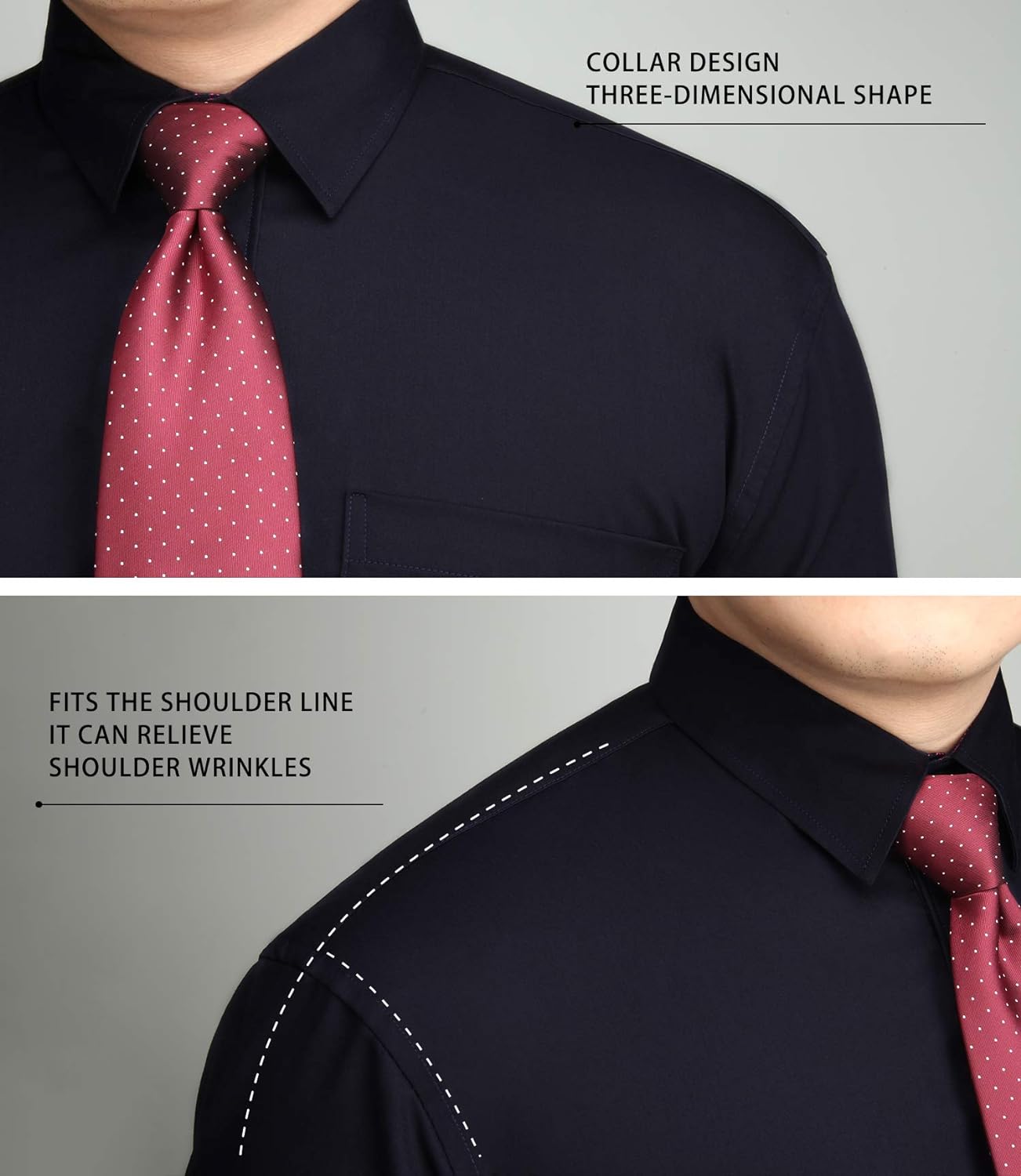 Casual Formal Shirt with Pocket - NAVY BLUE/BLUE