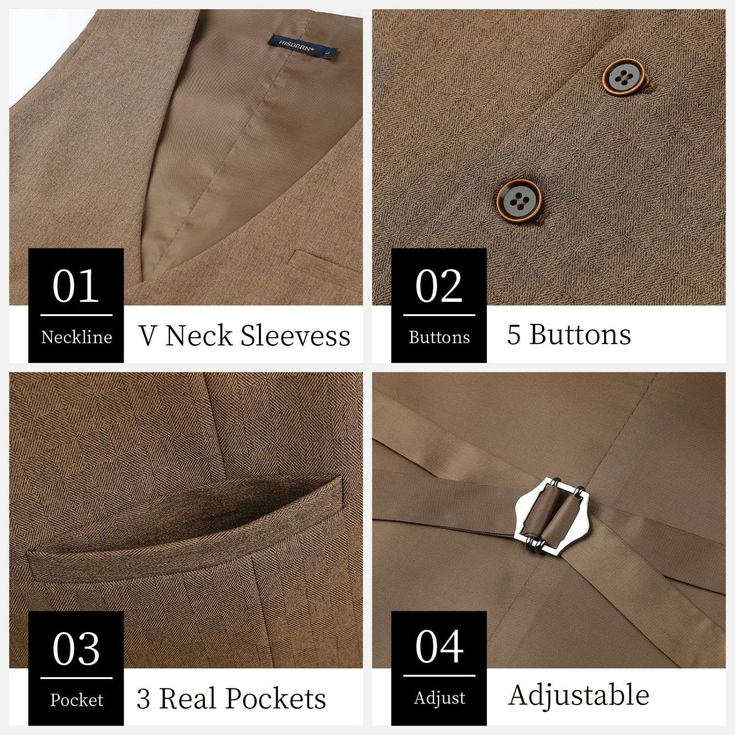 Solid Slim Vest - F-KHAKI