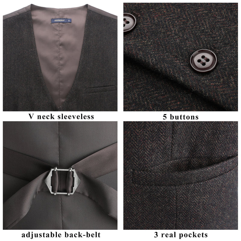 Formal Suit Vest - A-DARK BROWN-SMOOTH BACK 