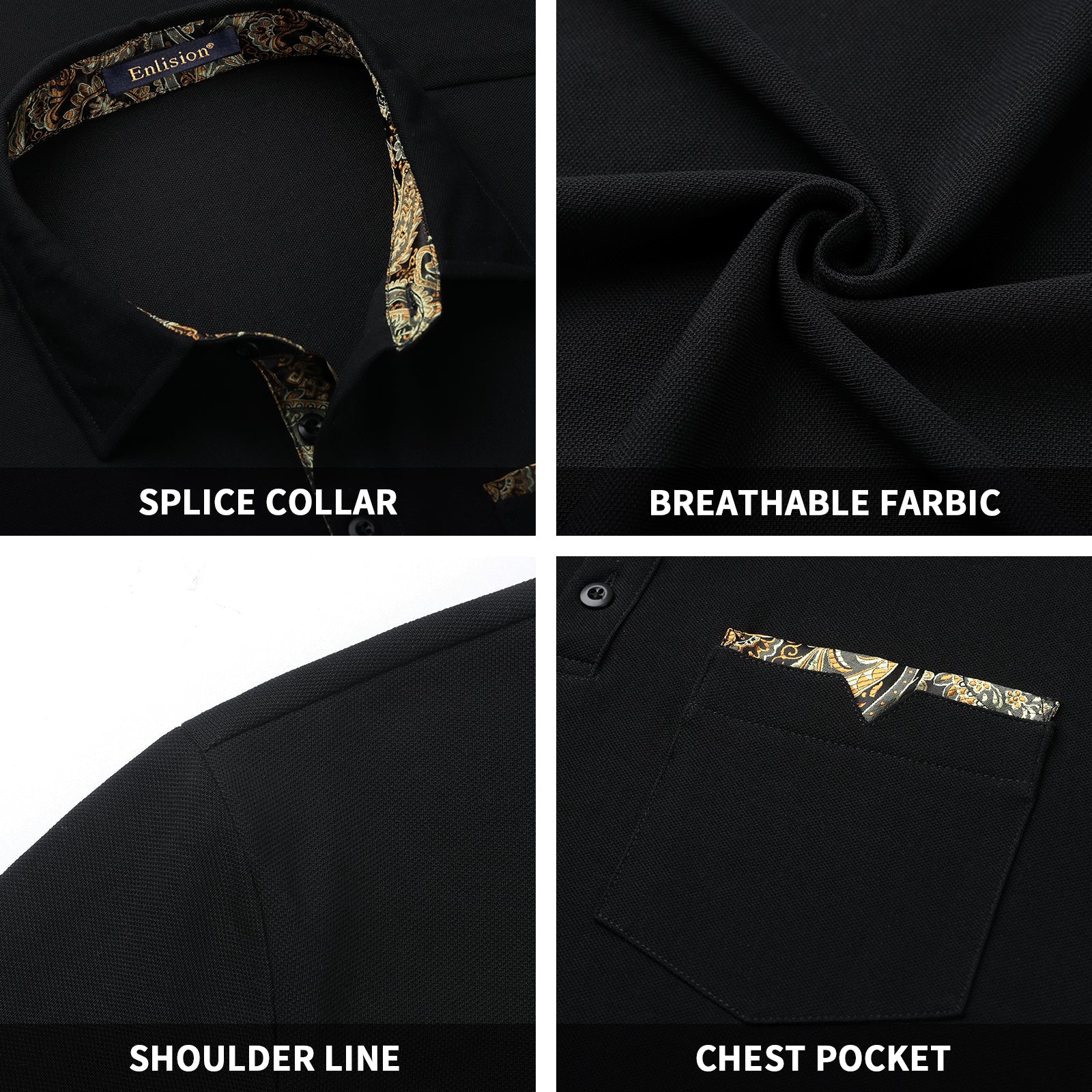 Polo Shirts Short Sleeve with Pocket - A4-BLACK2