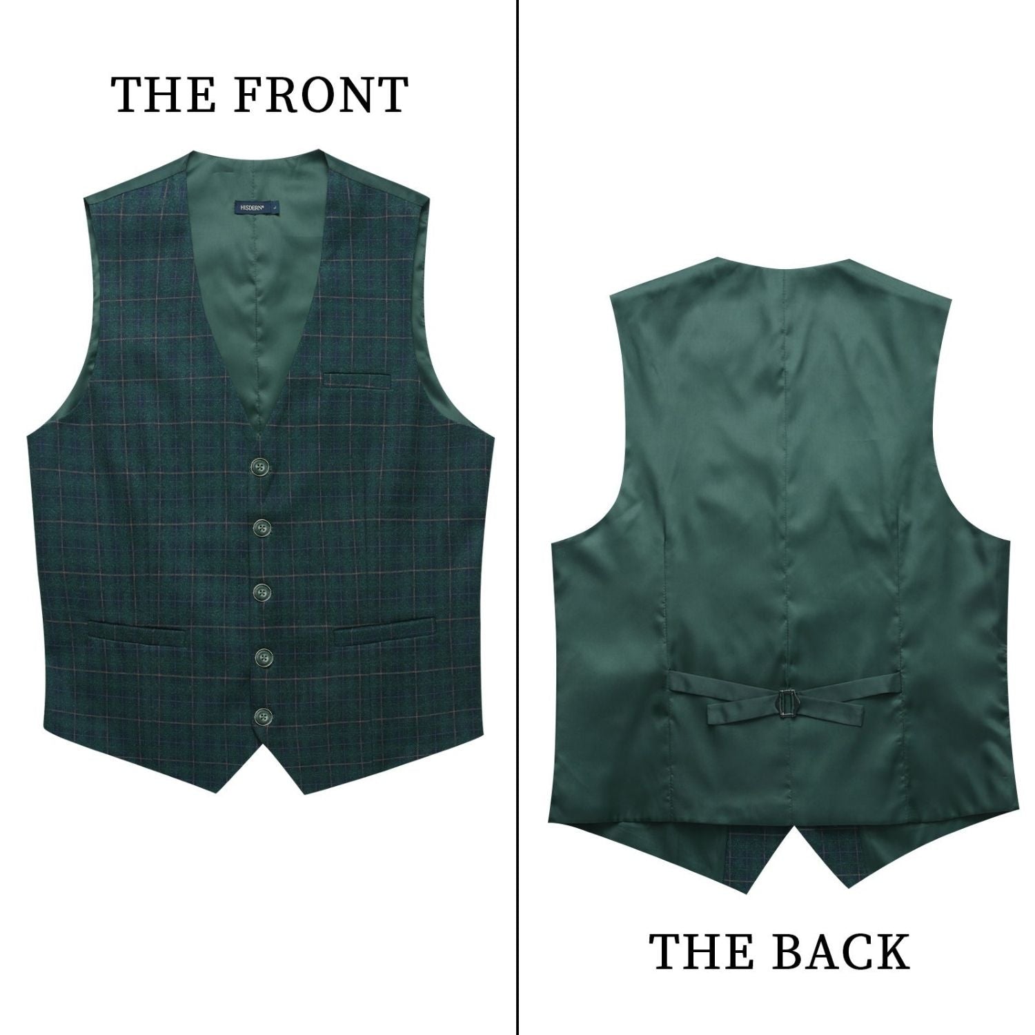 Plaid Slim Vest - B-GREEN