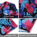 Summer Hawaiian Shirts with Pocket - 06-PURPLE/NAVY/BLACK