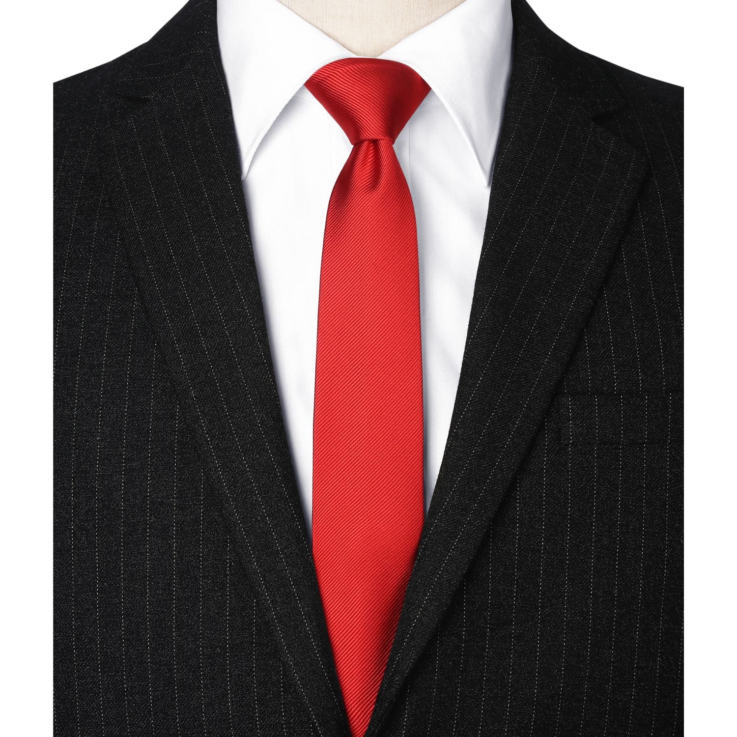 Solid 2.17'' Skinny Formal Tie - E-BRIGHT RED