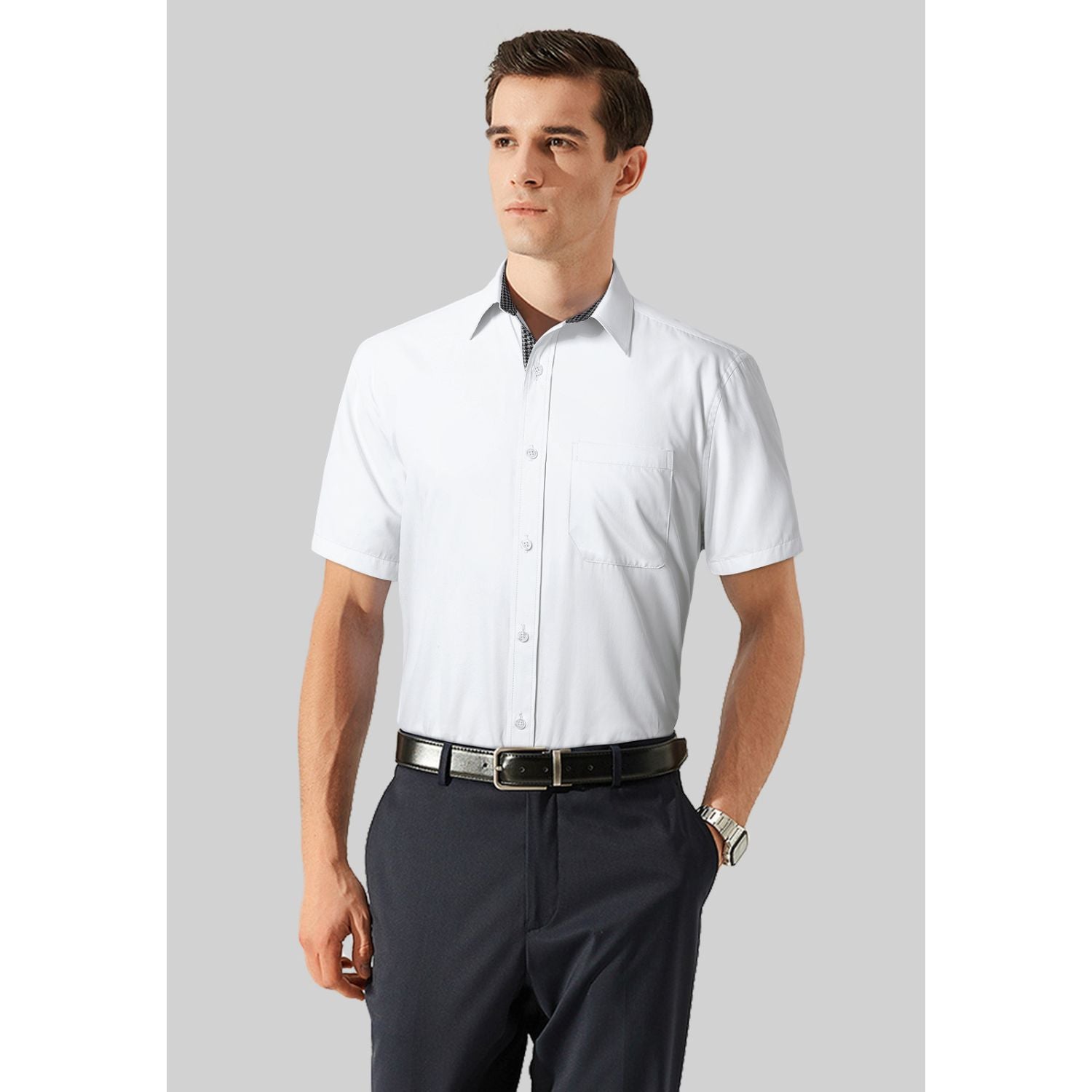 Men's Short Sleeve with Pocket - B1-WHITE
