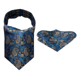 Paisley Floral Ascot Handkerchief Set - A-AQUA/BROWN 