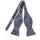 Floral Paisley Bow Tie & Pocket Square Sets - B-NAVY BLUE