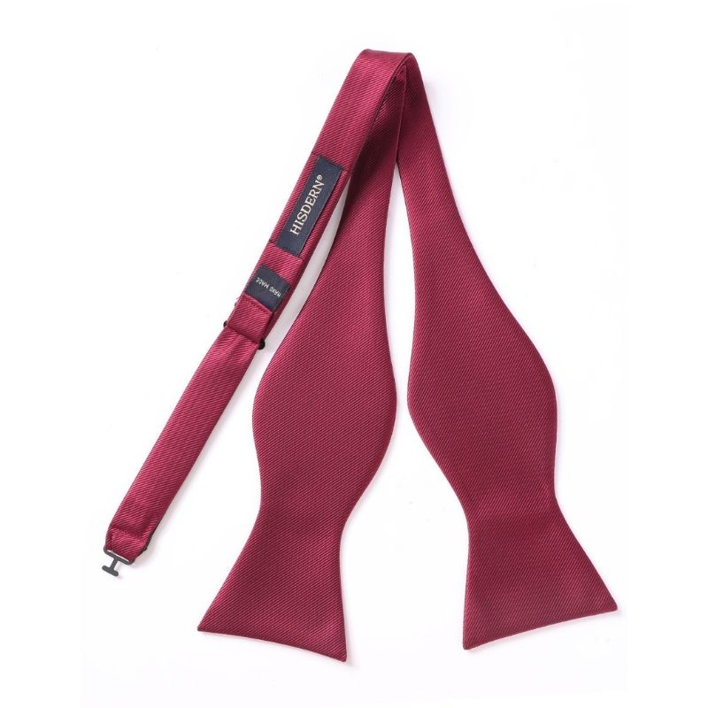 Solid Bow Tie & Pocket Square - I1-BURGUNDY