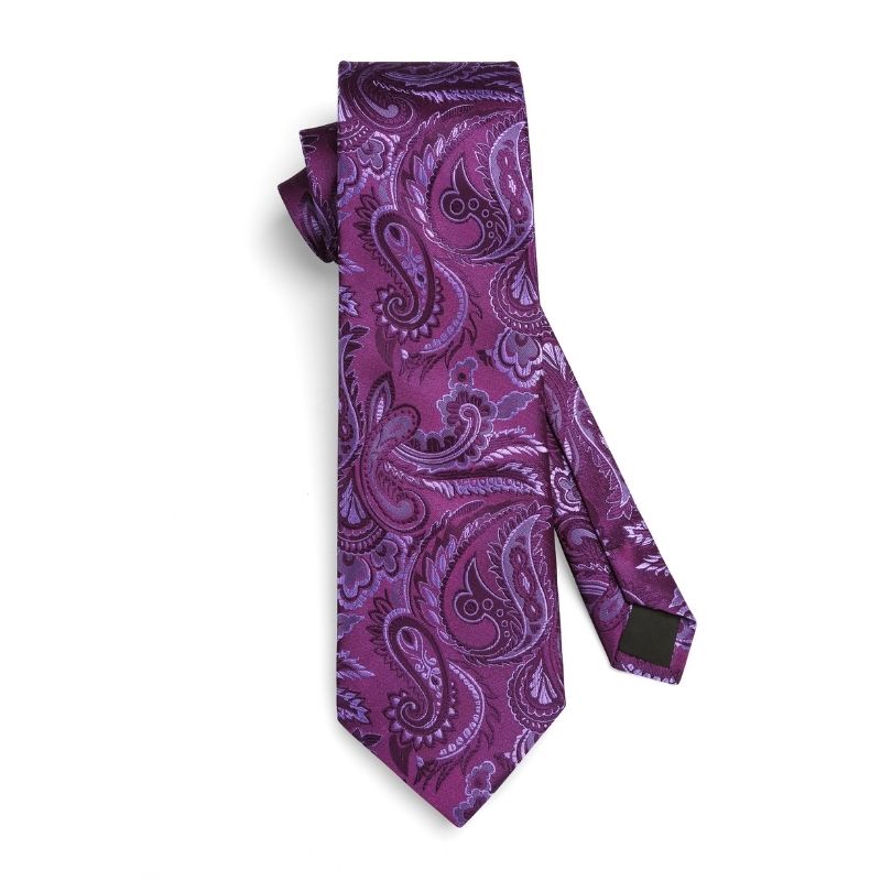 Paisley Tie Handkerchief Set - A10-PLUM/PURPLE