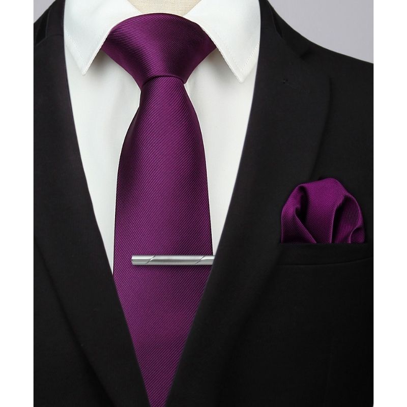 Solid Tie Handkerchief Set - PURPLE