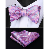 Floral Bow Tie & Pocket Square - A-PINK PAISLEY 2