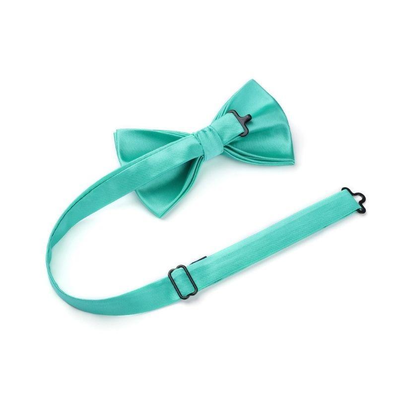 Solid Pre-Tied Bow Tie & Pocket Square - Q-MINT GREEN