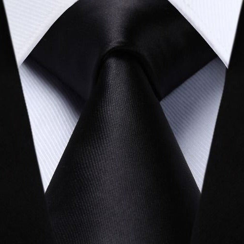 Solid Tie Handkerchief Set - BLACK