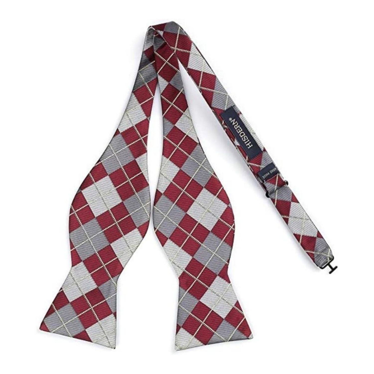 Plaid Bow Tie & Pocket Square - A-BURGUNDY/GRAY