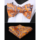 Paisley Bow Tie & Pocket Square - 06-ORANGE / PURPLE