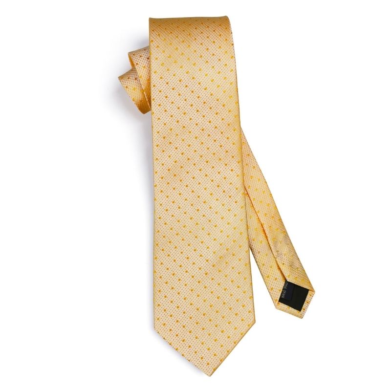 Polka Dot Tie Handkerchief Set - YELLOW-POLKA DOT