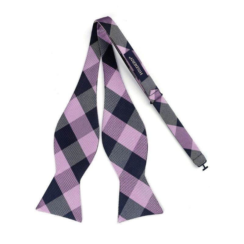 Plaid Bow Tie & Pocket Square Sets - E-PURPLE/NAVY BLUE