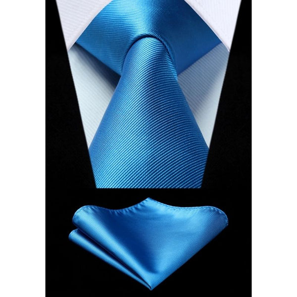 Solid Tie Handkerchief Set - C-BLUE ROYAL BRIGHT