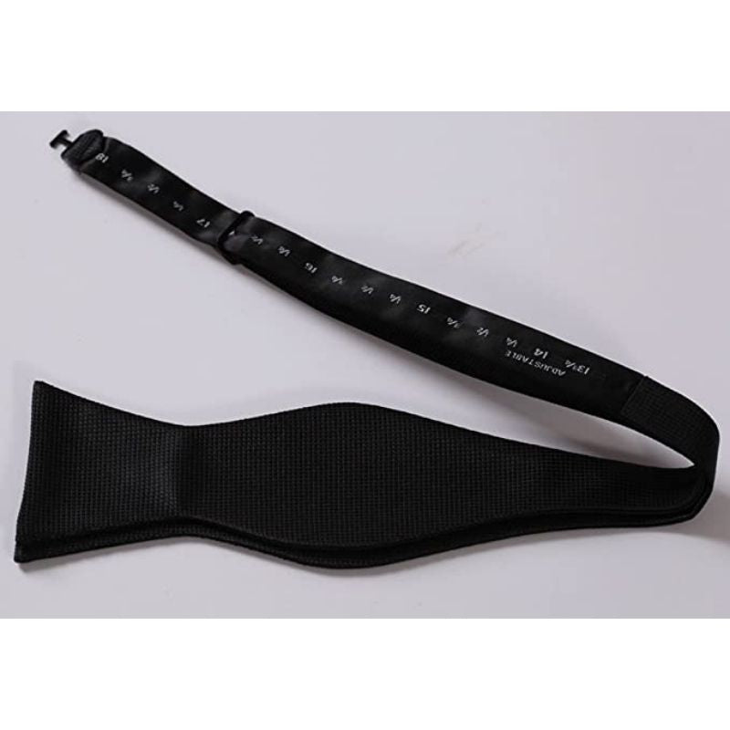 Solid Bow Tie & Pocket Square - C1-BLACK