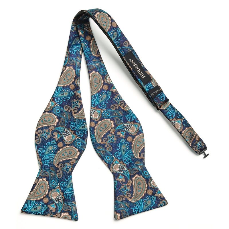 Paisley Bow Tie & Pocket Square - E-AQUA/BROWN