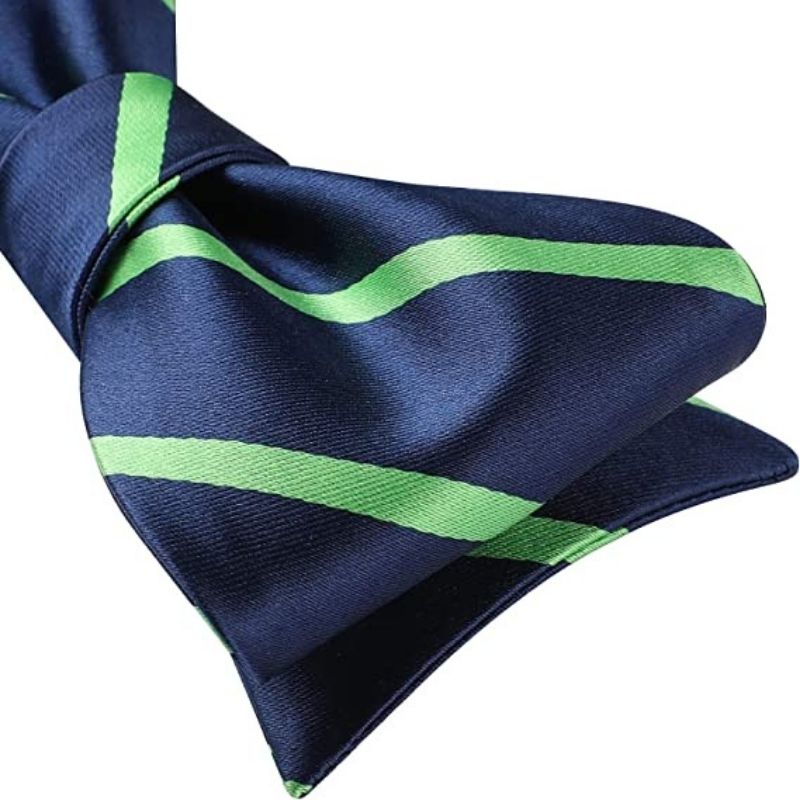 Stripe Bow Tie & Pocket Square - 07-GREEN/BLUE