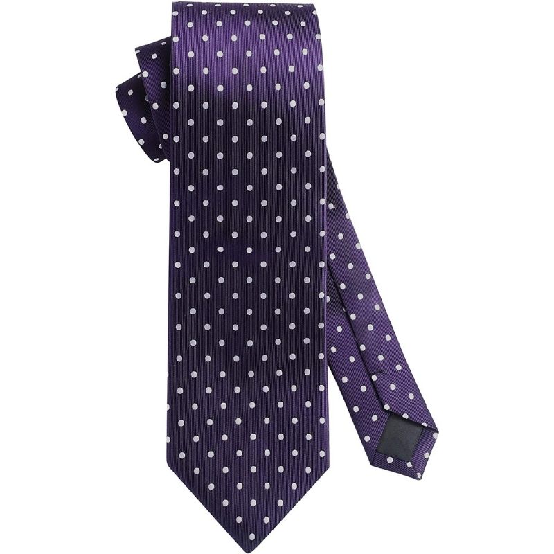 Polka Dot Tie Handkerchief Set - A-PURPLE/WHITE