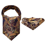 Floral Paisley Ascot Cravat Scarf - A-01 ORANGE PAISELY