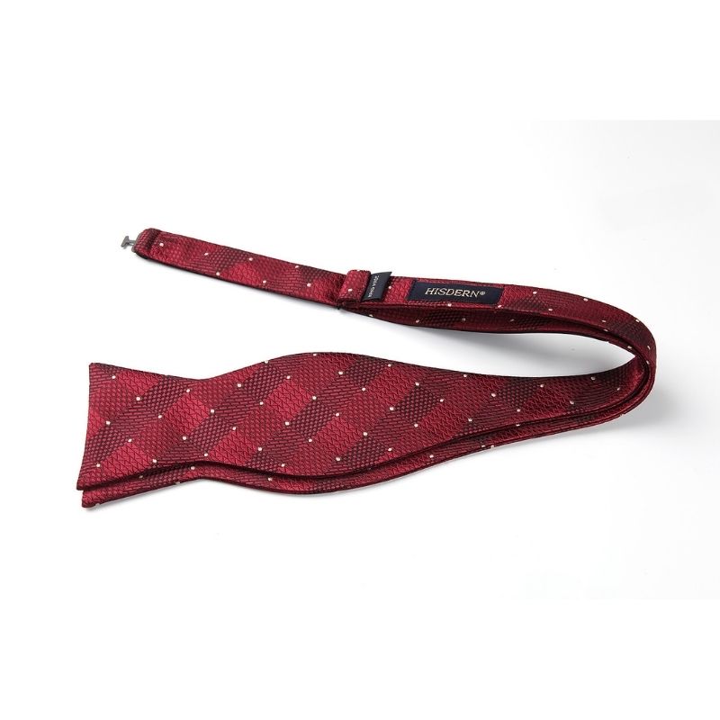 Polka Dots Bow Tie & Pocket Square - E-BURGUNDY
