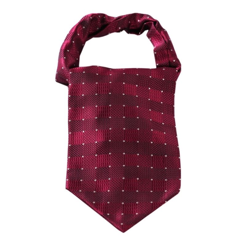 Polka Dot Ascot Cravat Scarf - BURGUNDY