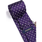 Polka Dot Tie Handkerchief Set - A-PURPLE/WHITE