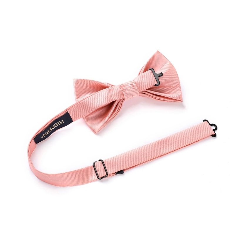 Solid Pre-Tied Bow Tie & Pocket Square - 02-PINK