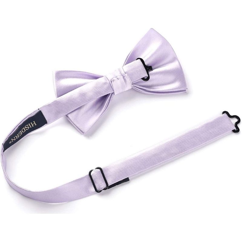 Solid Pre-Tied Bow Tie & Pocket Square - 01-LAVENDER