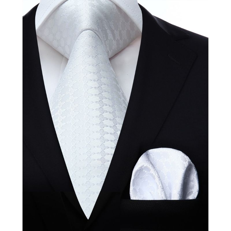 Polka Dot Tie Handkerchief Set - D-WHITE