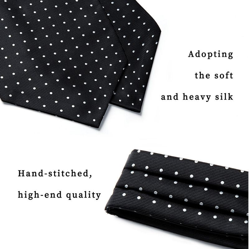 Floral Paisley Ascot Cravat Scarf - BLACK/WHITE