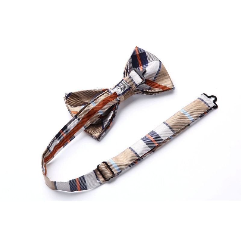 Plaid Suspender Pre Tied Bow Tie Handkerchief B3 Maroon