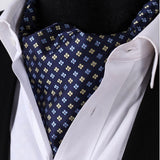 Polka Dot Ascot Cravat Scarf - A-A NAVY BLUE/YELLOW