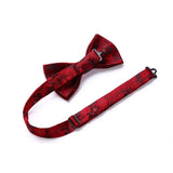 Paisley Floral Suspender Pre Tied Bow Tie Handkerchief A1 Red Black